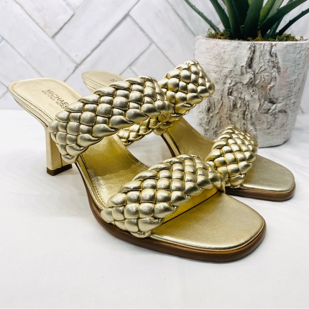 Michael Kors Gold / Platinum Braided 3” Heels | Size 8